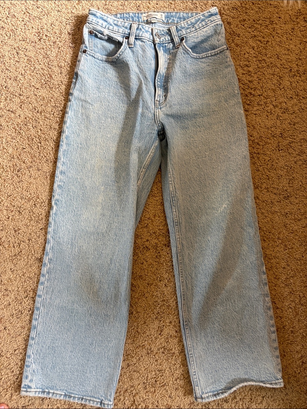 Abercrombie & Fitch Light Blue High-Rise Straight Leg Jeans